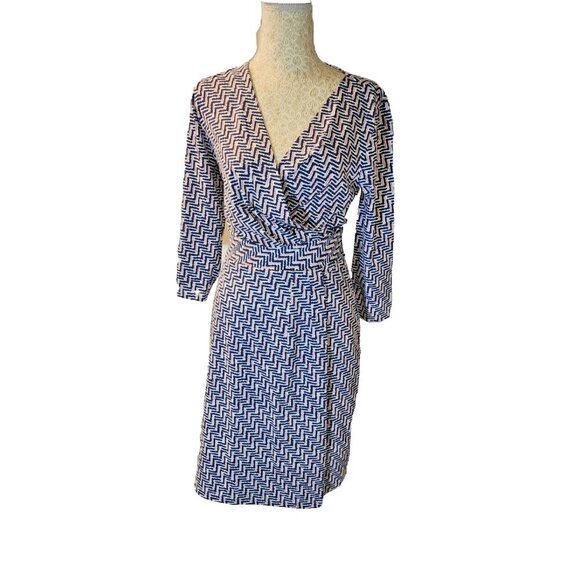 J. McLaughlin Medium Knee Length Red White Blue Dress Nylon Poly Blend - Picture 1 of 9